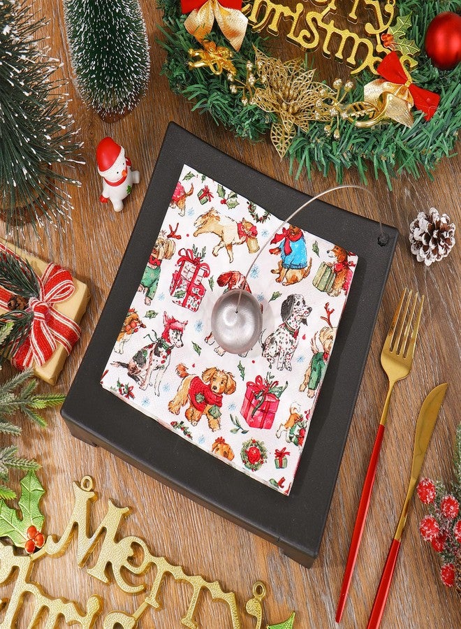 وولاين مجموعة مناديل ورقية لعيد الميلاد من والين، ٥٠ قطعة، للاستخدام مرة واحدة، بتصميم جرو كلب عتيق، مثالية لحفلات الغداء والعشاء الشتوية. - Image 4